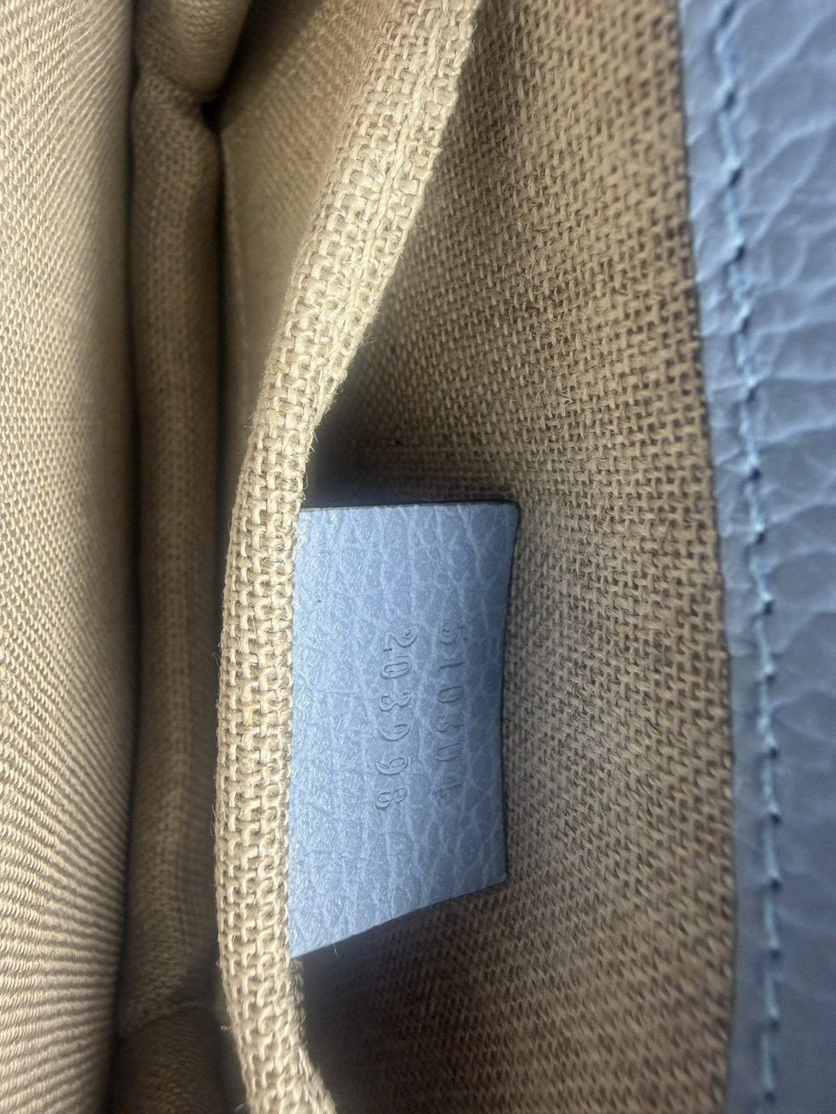 Interior serial tab showing style code 510304 and serial 203998