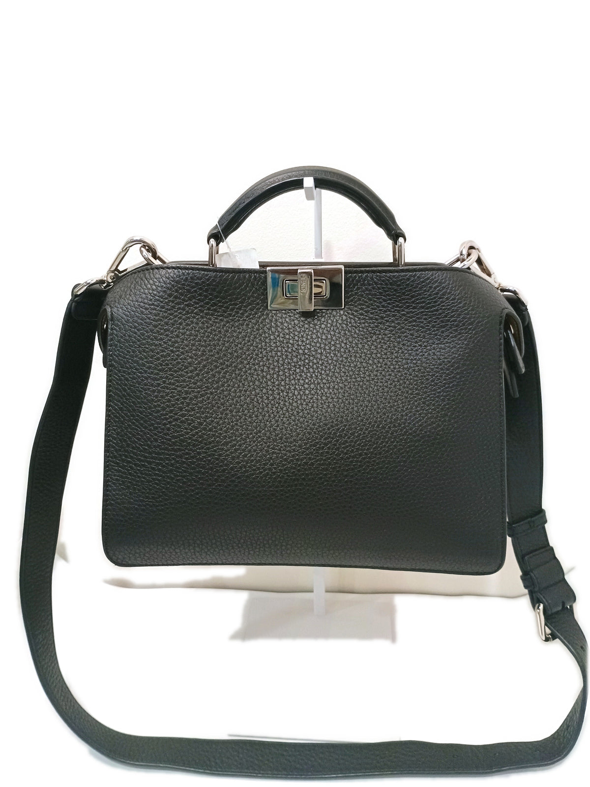 Fendi Peekaboo front view showing the frame top, rolled top handle and strap clips