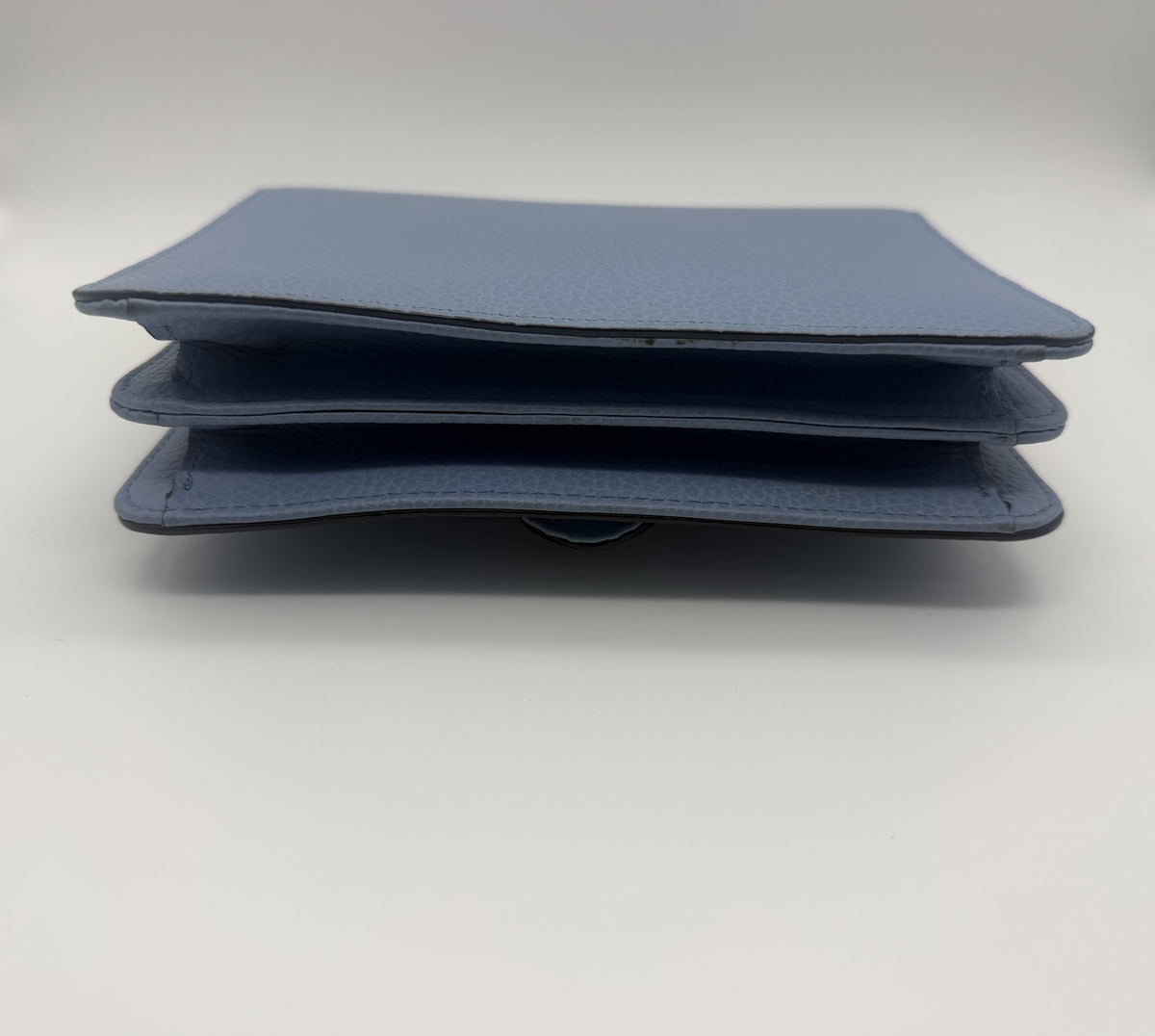 Top-down view of the open gusset showing the two compartments and centre divider